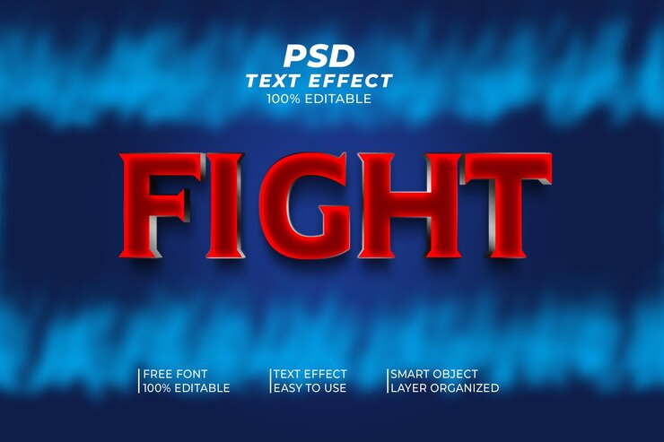 PSD lucha _efecto_de_texto_editable_3d
