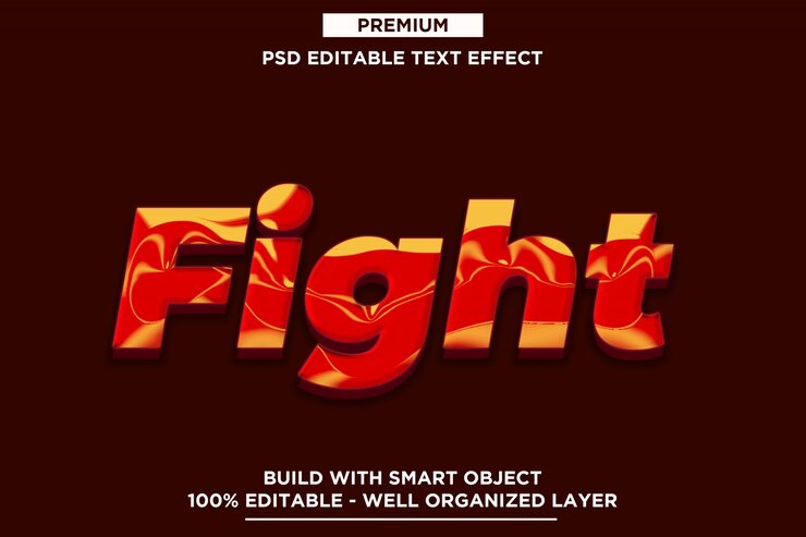 PSD lucha - plantillas de efectos modernos de texto en 3d