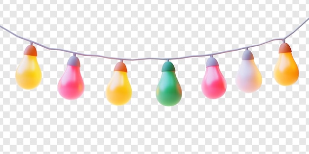 luci a corda colorate icona 3D isolata su sfondo trasparente