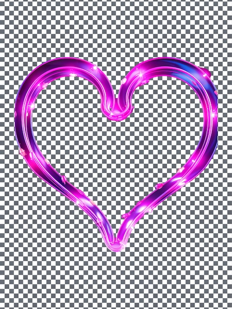 Luci al neon tubo a forma di cuore isolato su sfondo trasparente