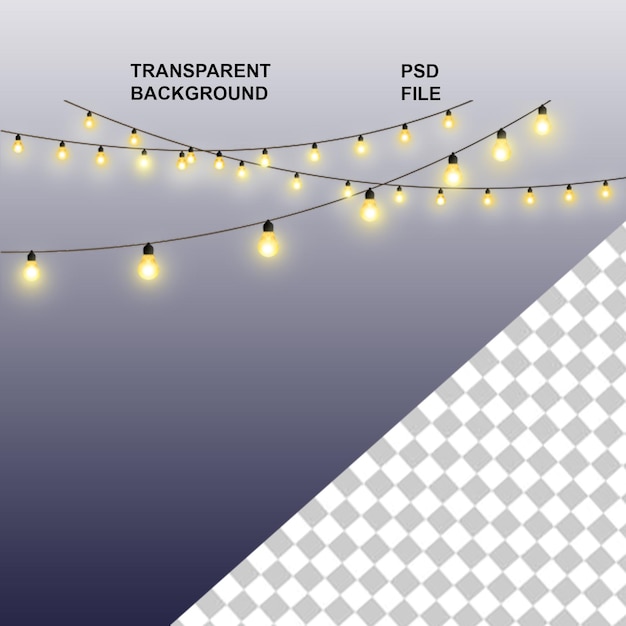 Luci e lampadine png su sfondo trasparente isolato
