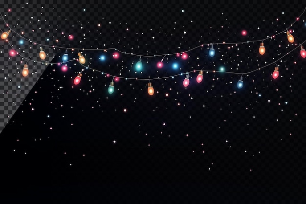 Luci natalizie vettoriali con stelle effetto sovrapposizione trasparente