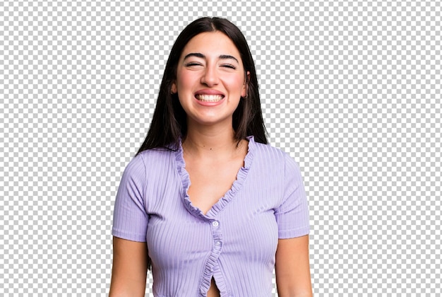 Luciendo feliz y tonto con una amplia y divertida sonrisa loca y ojos bien abiertos