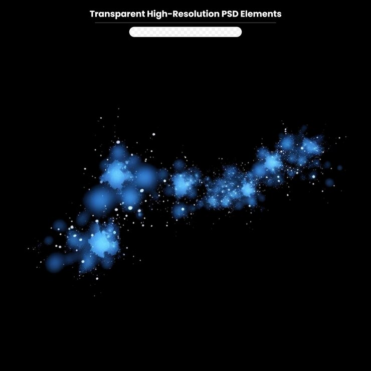PSD luciérnagas azules brillando sobre un fondo transparente
