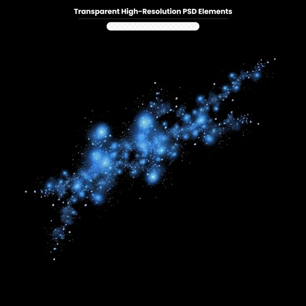 PSD des lucioles bleues brillant sur un fond transparent