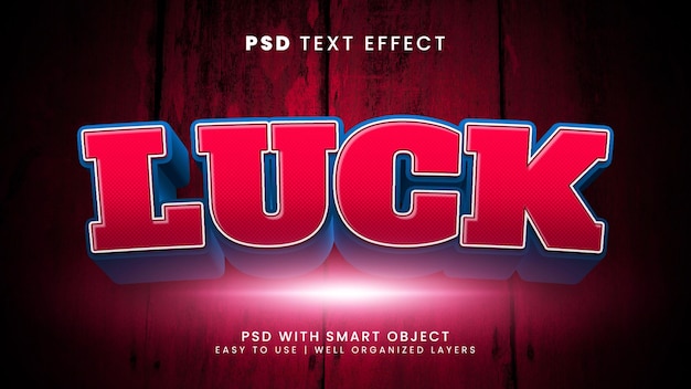 Luck 3d bearbeitbarer Texteffekt mit gutem und fröhlichem Textstil