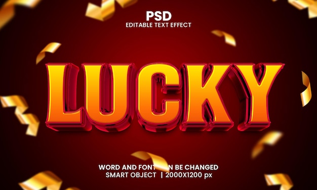 Lucky 3d editable text effect Premium Psd with background