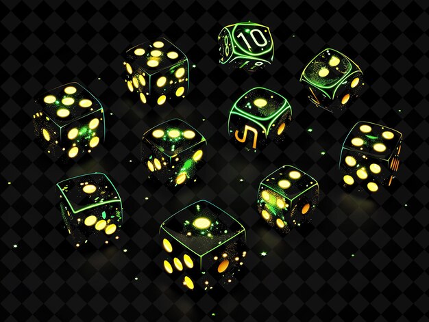 PSD lucky dice 16 bit pixel com símbolos de casino e lucky sevens y2k colecções de arte de cor de neon