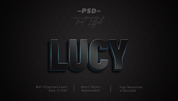 Lucy black and blue gradient shining stroke efecto de texto editable