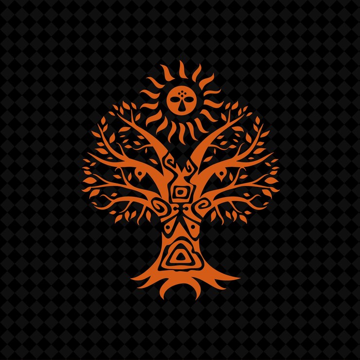 PSD el lúdico logotipo del árbol de baobab con animales decorativos y diseños vectoriales creativos de plantas de sun desi