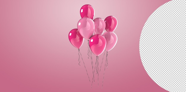 PSD luftballons 3d-darstellung für feiern oder geburtstagsfeiern