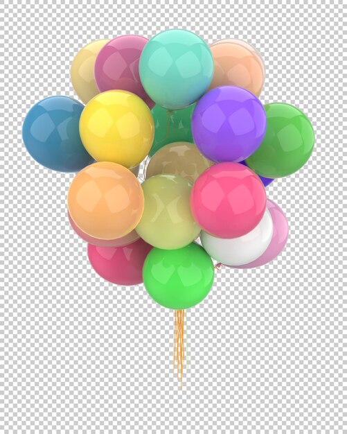 Luftballons isoliert auf transparentem Hintergrund, 3D-Darstellung