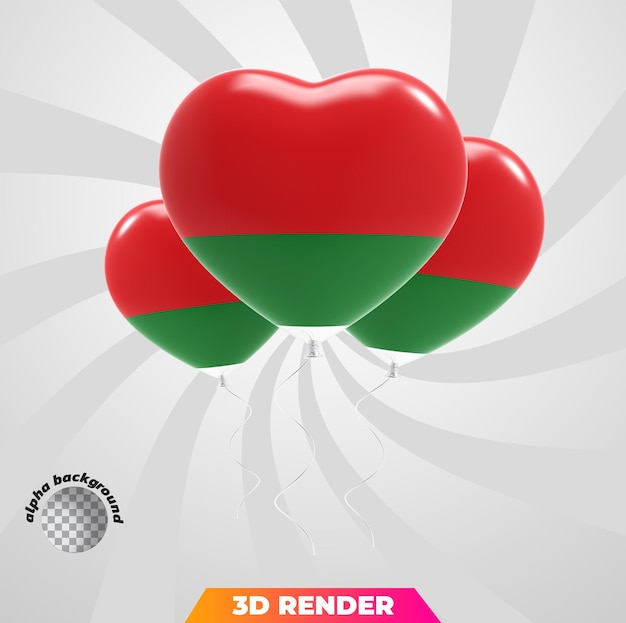 PSD luftballons nationalflagge 3d-rendering