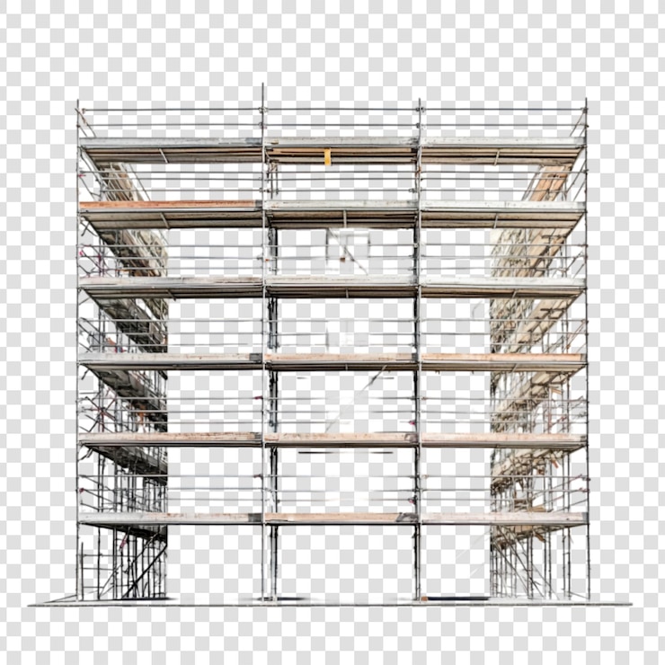 PSD lugar de construcción de un edificio de estructura de andamios metálicos altos