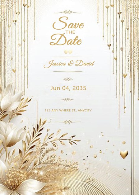 Lujo Guarde la fecha Tarjeta de boda Invitación plantilla editable