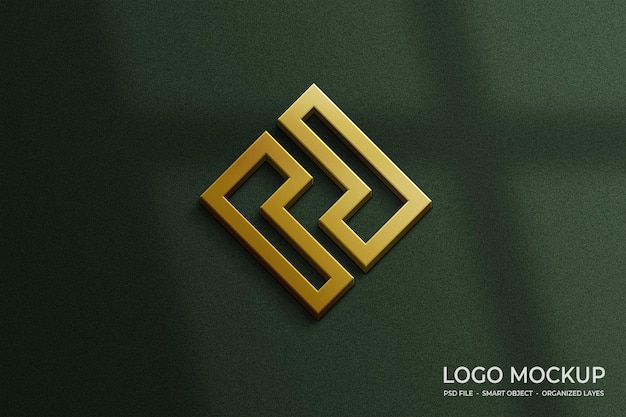lujosa maqueta de logotipo 3d dorado