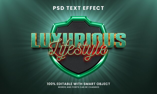 PSD lujosa plantilla de efecto de texto de estilo 3d