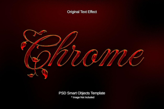 Lujoso efecto de texto de cromo rojo brillante en 3D