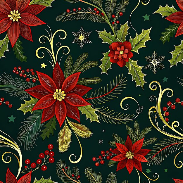 Lujosos patrones de flores navideñas para elegantes proyectos de impresión de temporada