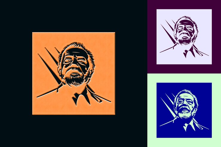 PSD lula da silva con el icono progresista presidente con el diseño creativo del icono de la cultura brasileña