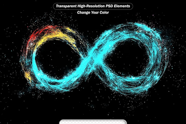 PSD lumière 3d symbole de l'infini beaux panneaux lumineux anneaux étincelants