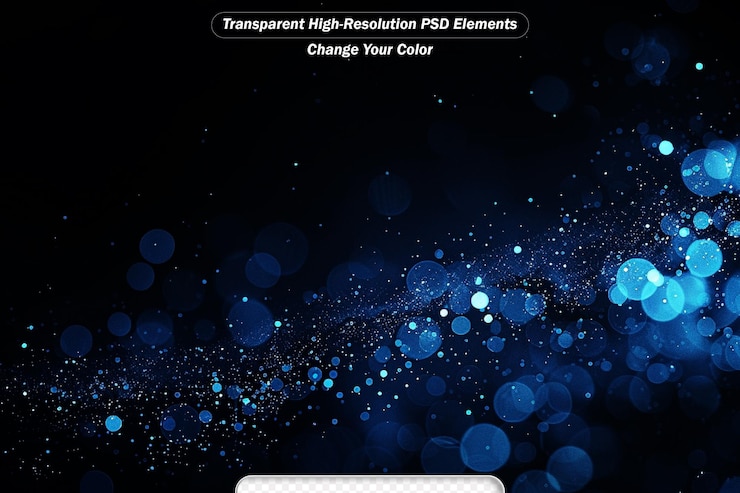 PSD lumière bleue brillante scintillante arrière-plan abstrait effet de lumière lumineuse magique éruption d'étoiles avec des étincelles sur fond noir