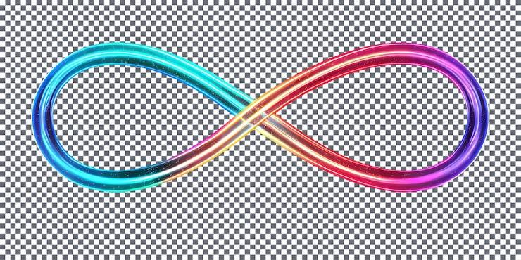 PSD lumières au néon symbole de l'infini tube isolé sur un fond transparent