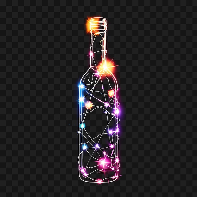 PSD des lumières de bouteille de vin à piles avec collage de couleur blanche cool y2k clipart cyber tech