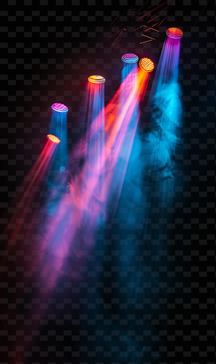 PSD lumières cinématographiques avec un balayage dramatique des teintes variées créant mo png design d'effet de lumière au néon