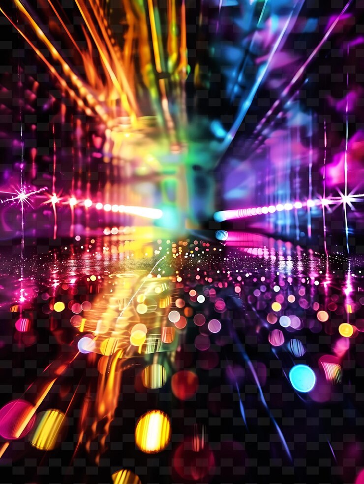 PSD lumières de disco avec des faisceaux colorés nuances vives générant une fête png y2k design d'effet de lumière au néon