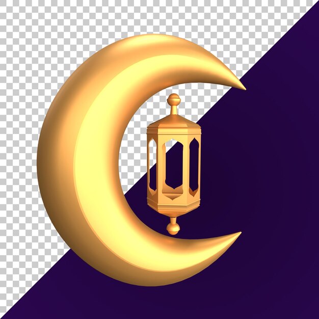 Lumières Dorées De Luxe Et Lune Ramadan Kareem Rendu D'illustration 3d