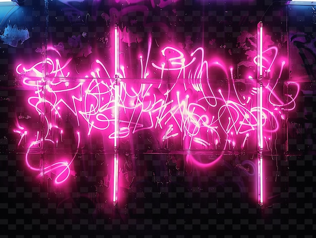 PSD lumières fluorescentes png avec des flammes de lumière noire et des rayures uniques de lumière au néon rose chaud