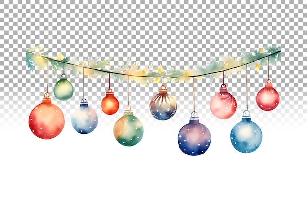 PSD lumières de noël à l'aquarelle sans couture peint à la main ornement de vacances pour décoration festive.