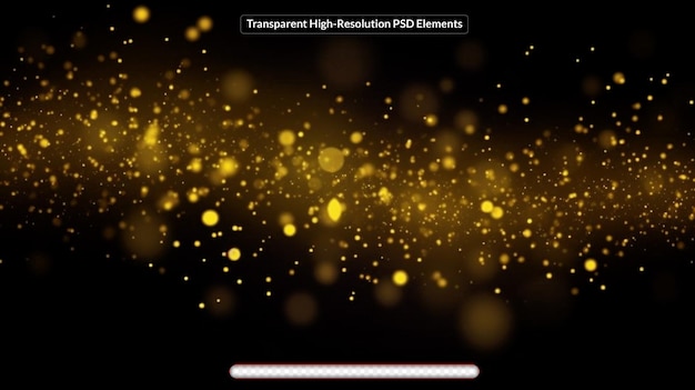 PSD lumières de particules de paillettes d'or et bokeh sur un fond noir