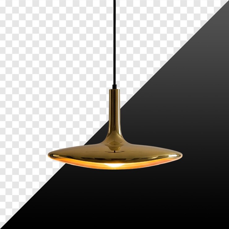 PSD luminaria de colgante de oro con diseño minimalista