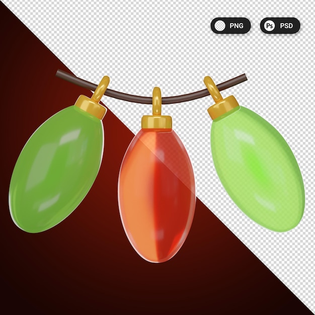 Luminarias de Navidad String Conjunto de iconos de Navidad Renderización 3D