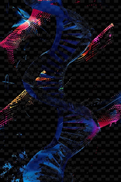 Lumineszierende neon-dna-stränge glitched dna-textur material d y2k textur form hintergrund dekor kunst