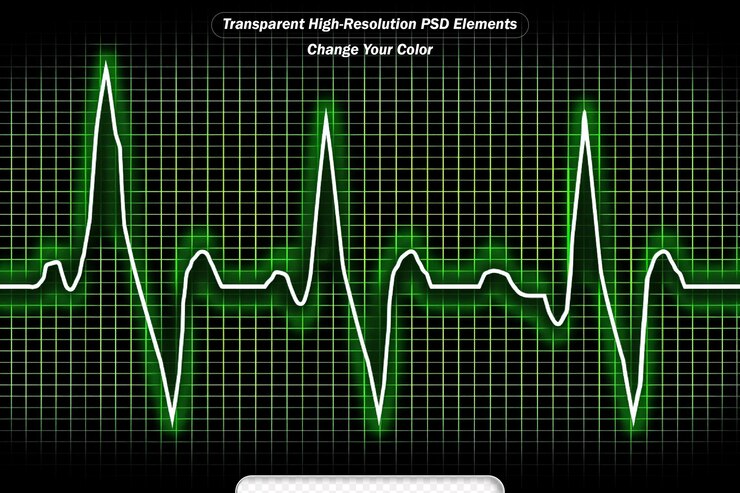 PSD luminosa icona verde neon del battito cardiaco un bellissimo cardiogramma sano