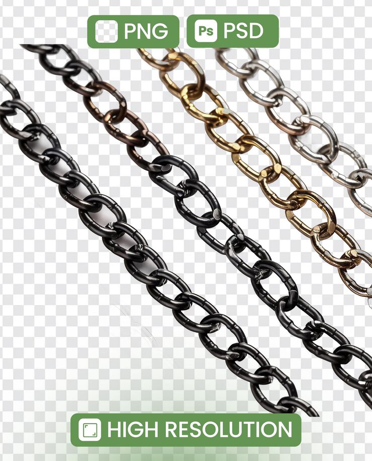 PSD luminosas cadenas de plata mejorando su diseño con un toque de concepto de lujo