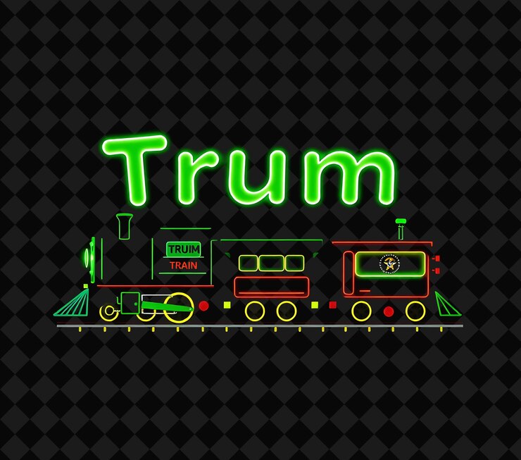 PSD luminosas vigas de texto de trampolín de tren con verde neón y verde cal, con un capricho de treno chugging