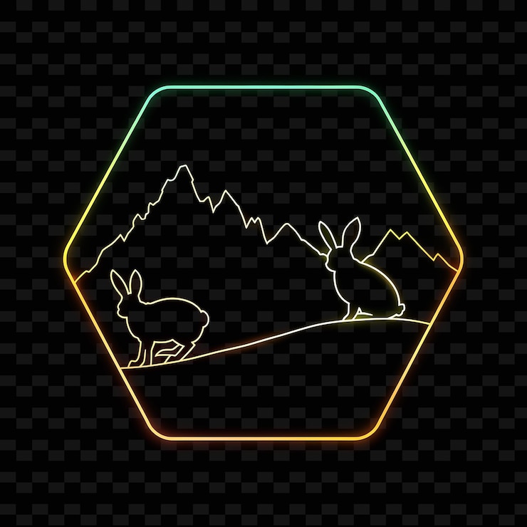 PSD luminosos tambores de neón dentro de una silueta hexágono ilustración del paisaje naturaleza diseños del paisaje