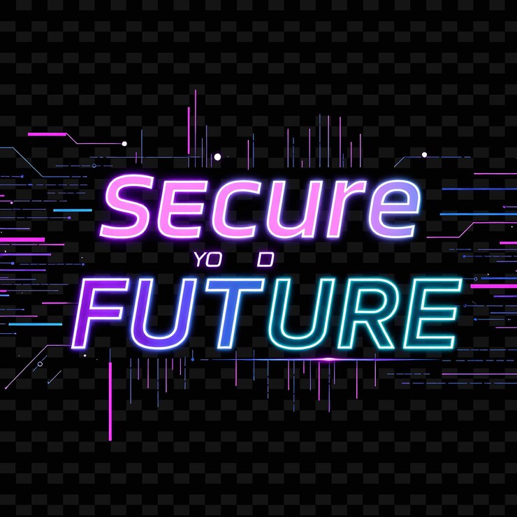 PSD luminous asegure su futuro pulsos de texto con vívido neón violeta y lavanda glitch art data str