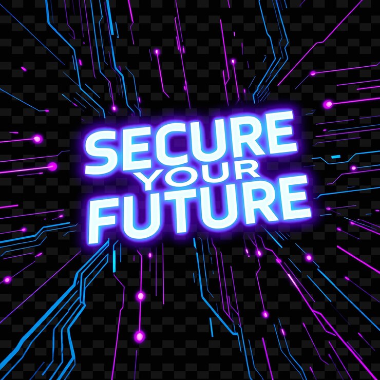 PSD luminous asegure su futuro pulsos de texto con vívido neón violeta y lavanda glitch art data str
