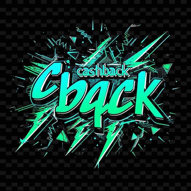 Luminous Cashback Testo con colore verde neon scintillante Deco PNG Y2K Inspired Decorative