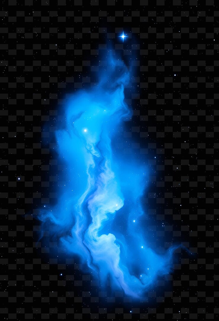 PSD luminous cerulean nebula swirling with ethereal bioluminescence inspires awe png neon background
