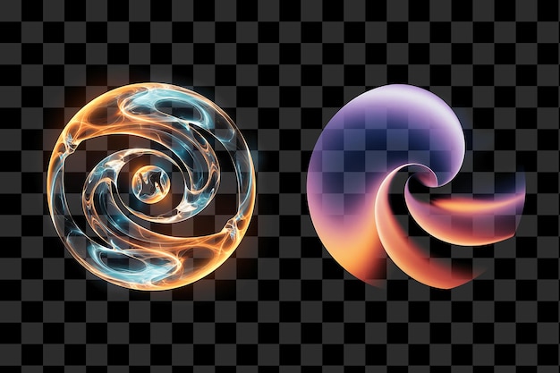 Luminous Cosmic Orbs and Abstract Swirls Digital Art with Transparent Background Elements PNG