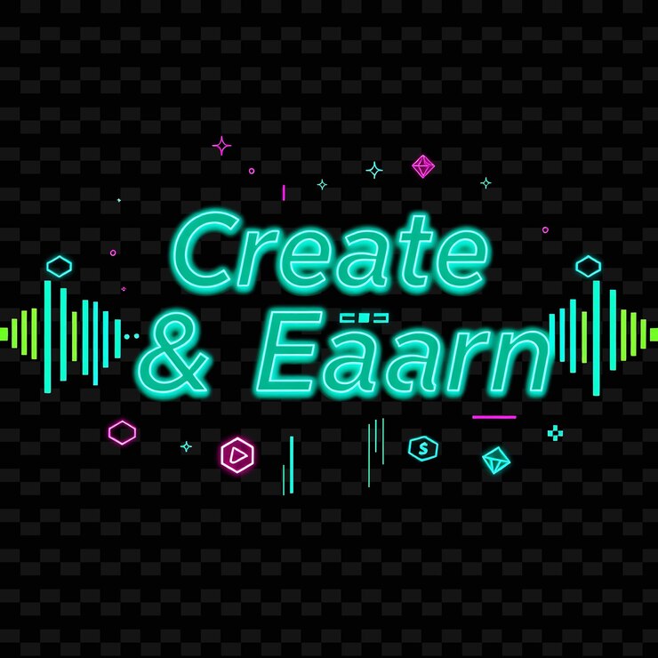 PSD luminous crea y gana pulsos de texto con vibrantes iconos de 8 bits de azul azulado de neón y turquesa isométricos gl