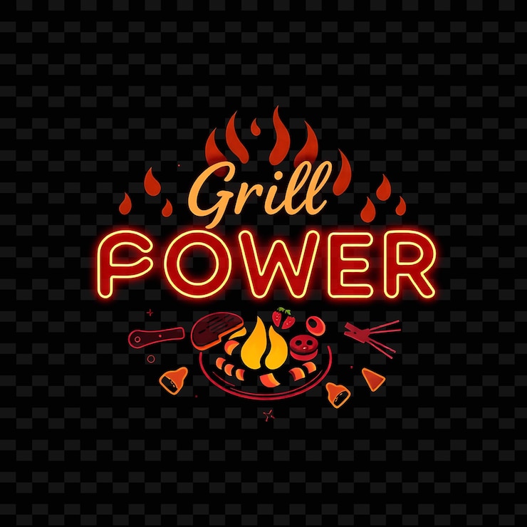 PSD luminous grill power text glänzt mit neon orange und rot mit g neon yummy typography designr