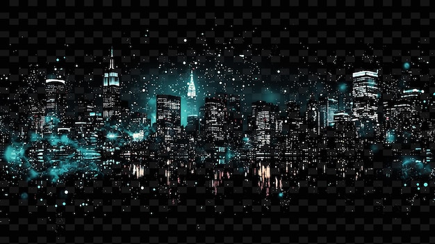 Luminous Neon City Skyline Cityscape Texture Material Motion Y2K Texture Shape Background Decor Art