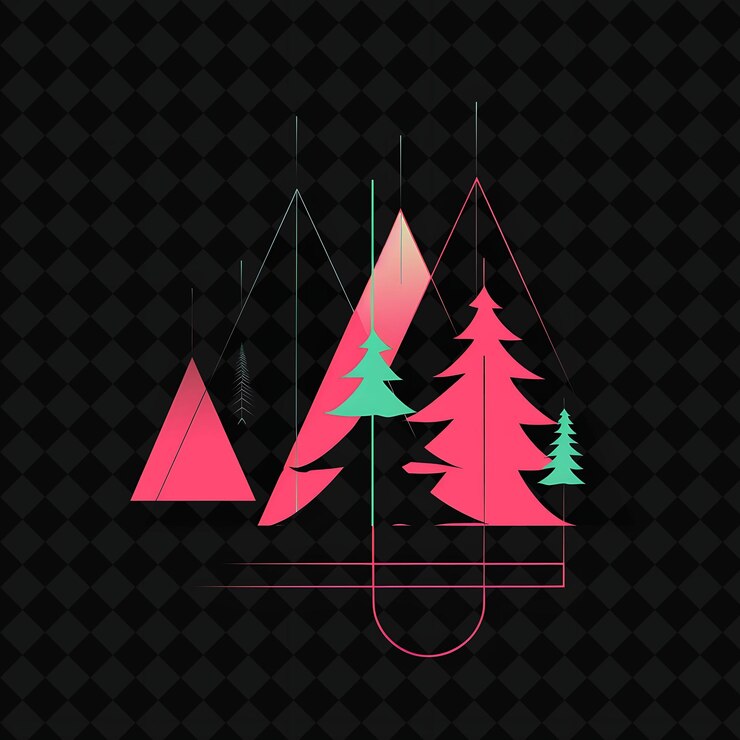 PSD luminous neon minimalist forest in a geometric silhouette la png neon artistic landscape